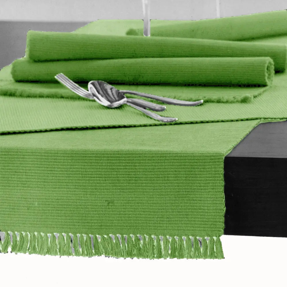 Hoydu Cotton Ribbed Table Runner 45cm x 150cm - APPLE GREEN - Home & Garden > Kitchenware