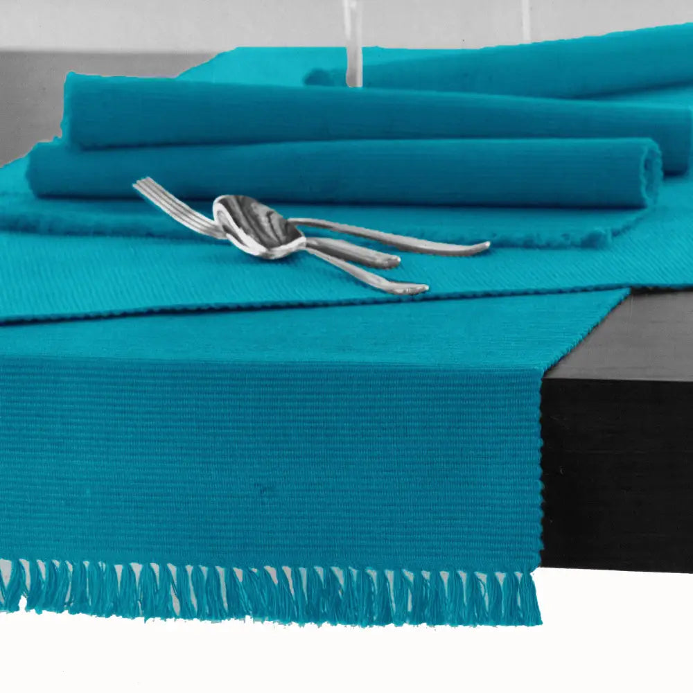 Hoydu Cotton Ribbed Table Runner 45cm x 150cm - BLUE BIRD - Home & Garden > Kitchenware