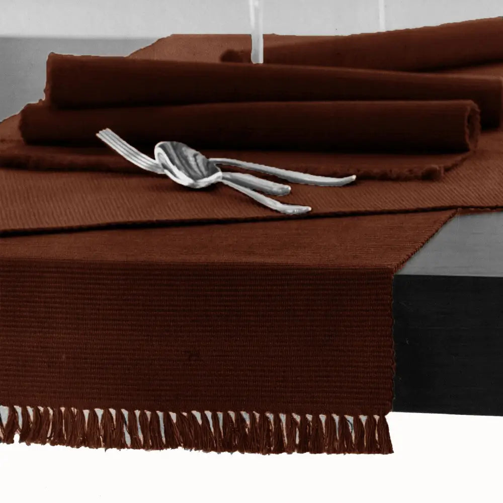 Hoydu Cotton Ribbed Table Runner 45cm x 150cm - COPPER - Home & Garden > Kitchenware