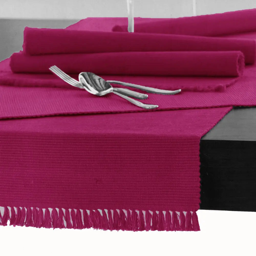 Hoydu Cotton Ribbed Table Runner 45cm x 150cm - FUSCHIA - Home & Garden > Kitchenware
