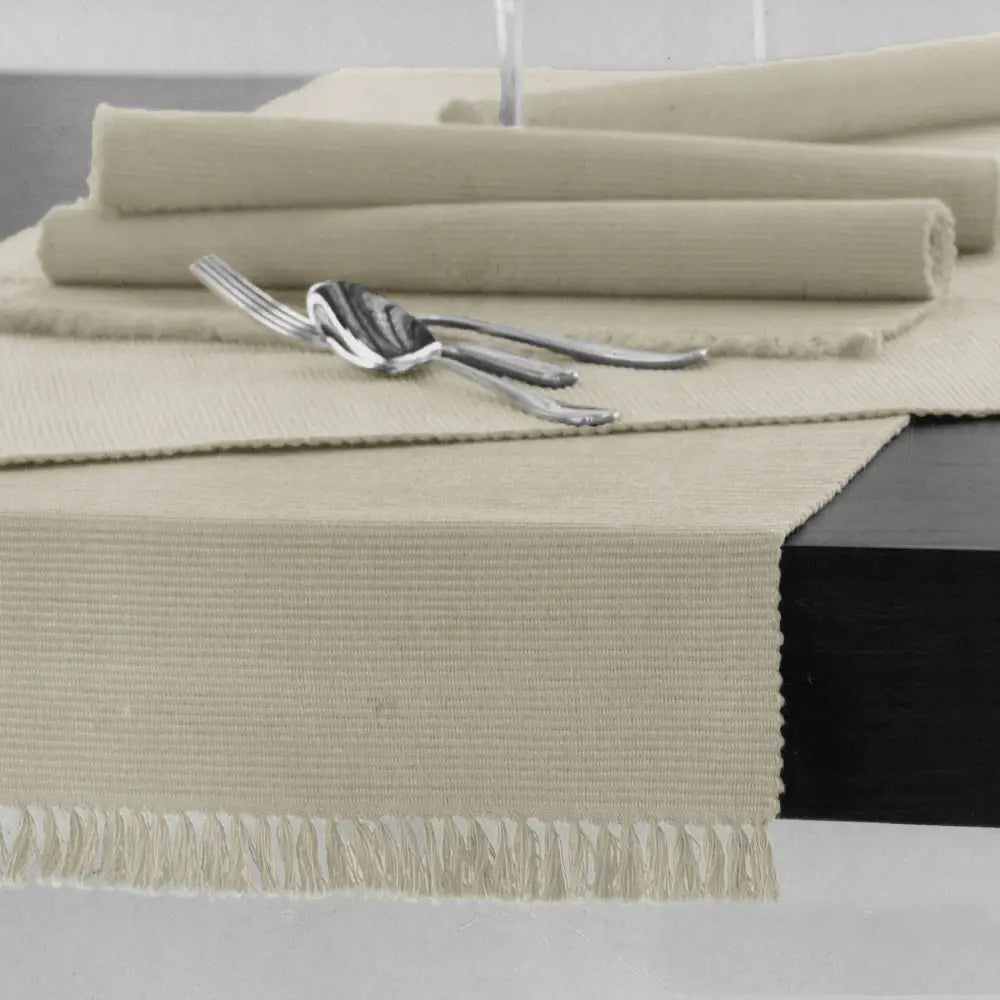 Hoydu Cotton Ribbed Table Runner 45cm x 150cm - PEBBLE - Home & Garden > Kitchenware
