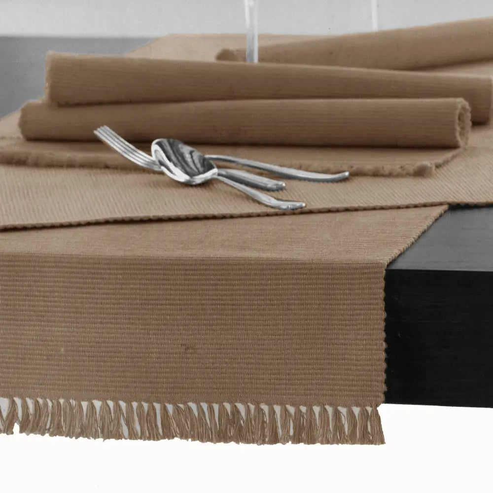 Hoydu Cotton Ribbed Table Runner 45cm x 150cm - SAND - Home & Garden > Kitchenware