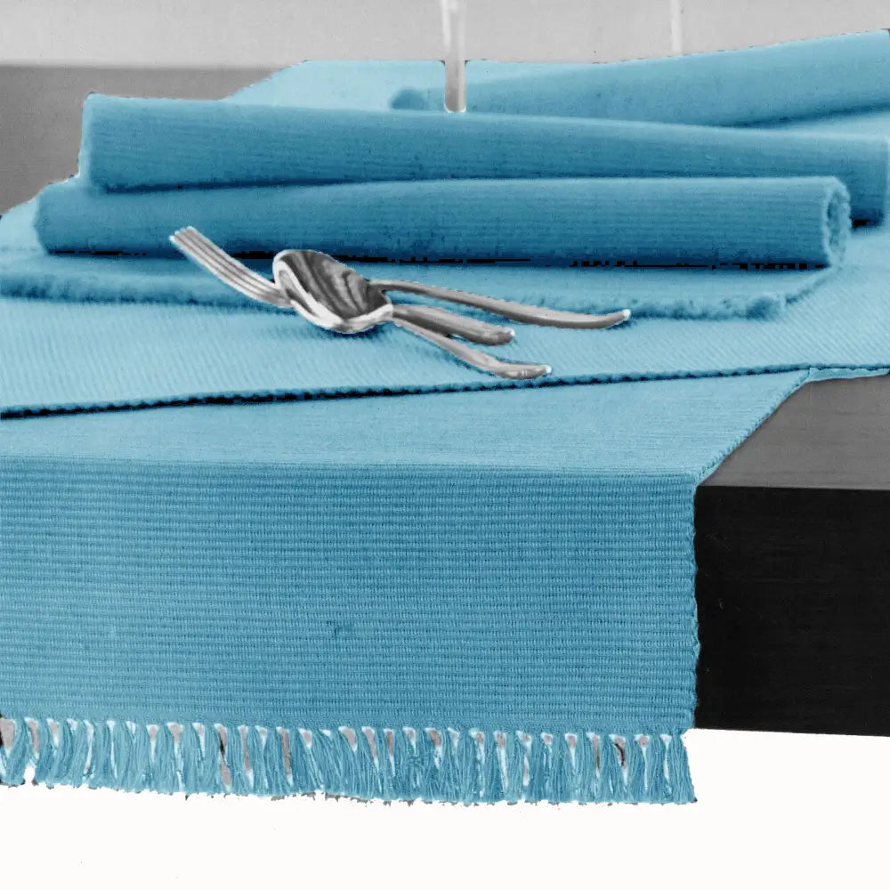 Hoydu Cotton Ribbed Table Runner 45cm x 150cm - SKY BLUE - Home & Garden > Kitchenware