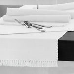 Hoydu Cotton Ribbed Table Runner 45cm x 200cm - BRIGHT WHITE - Home & Garden > Kitchenware