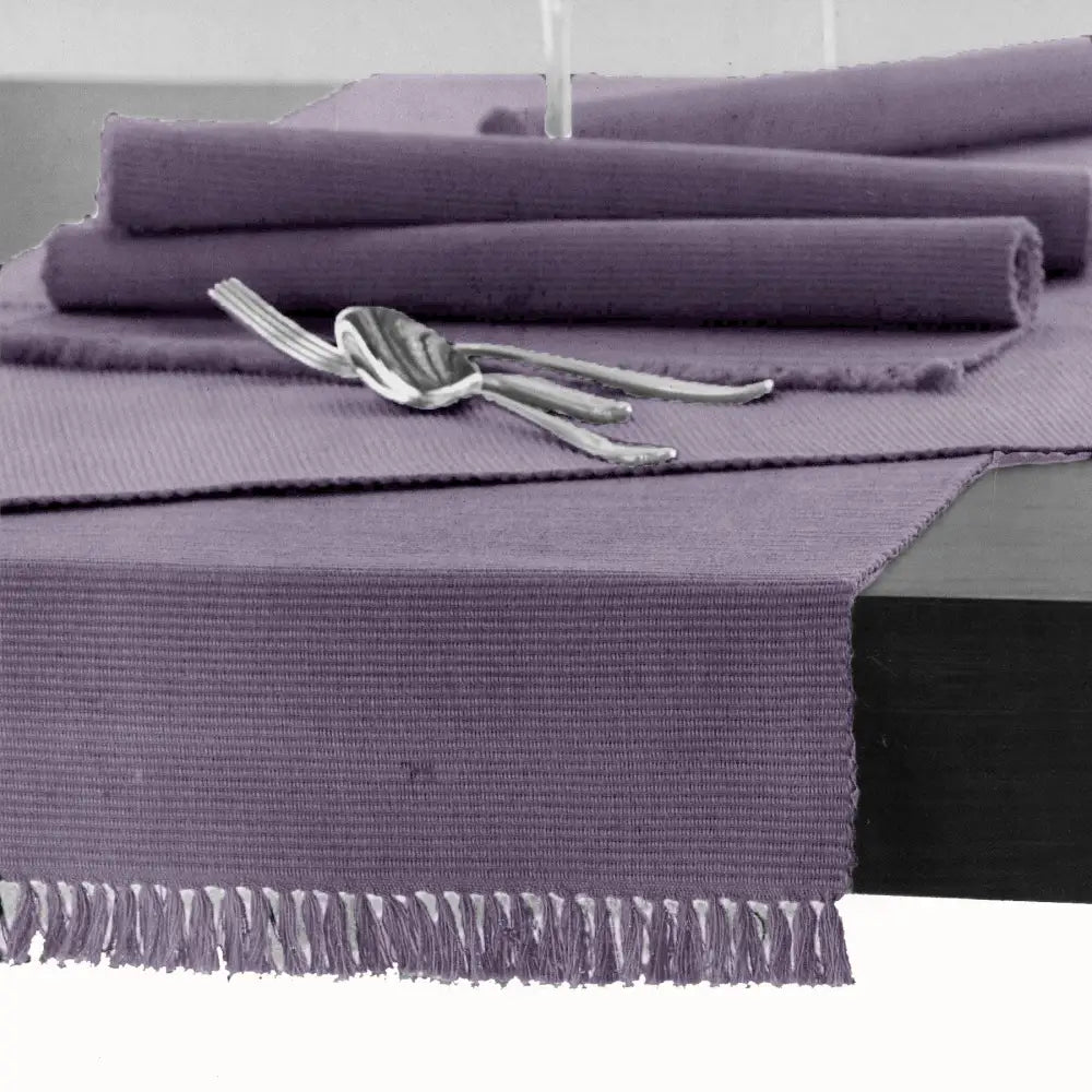 Hoydu Cotton Ribbed Table Runner 45cm x 200cm - LAVENDER MIST - Home & Garden > Kitchenware