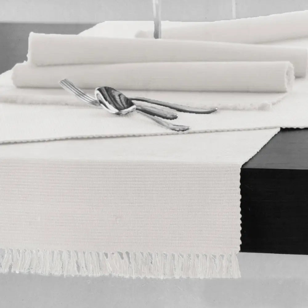 Hoydu Cotton Ribbed Table Runner 45cm x 200cm - MARSHMALLOW - Home & Garden > Kitchenware