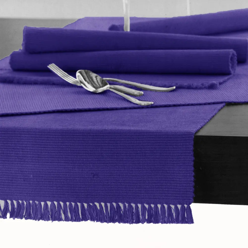 Hoydu Cotton Ribbed Table Runner 45cm x 200cm - ULTRA VIOLET - Home & Garden > Kitchenware