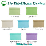 Hoydu Set of 2 - Cotton Ribbed Table Placemats Apple Green - Home & Garden > Kitchenware