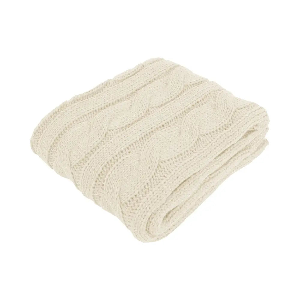 Hudson Cream Knitted Throw Rug - Home & Garden > Bedding