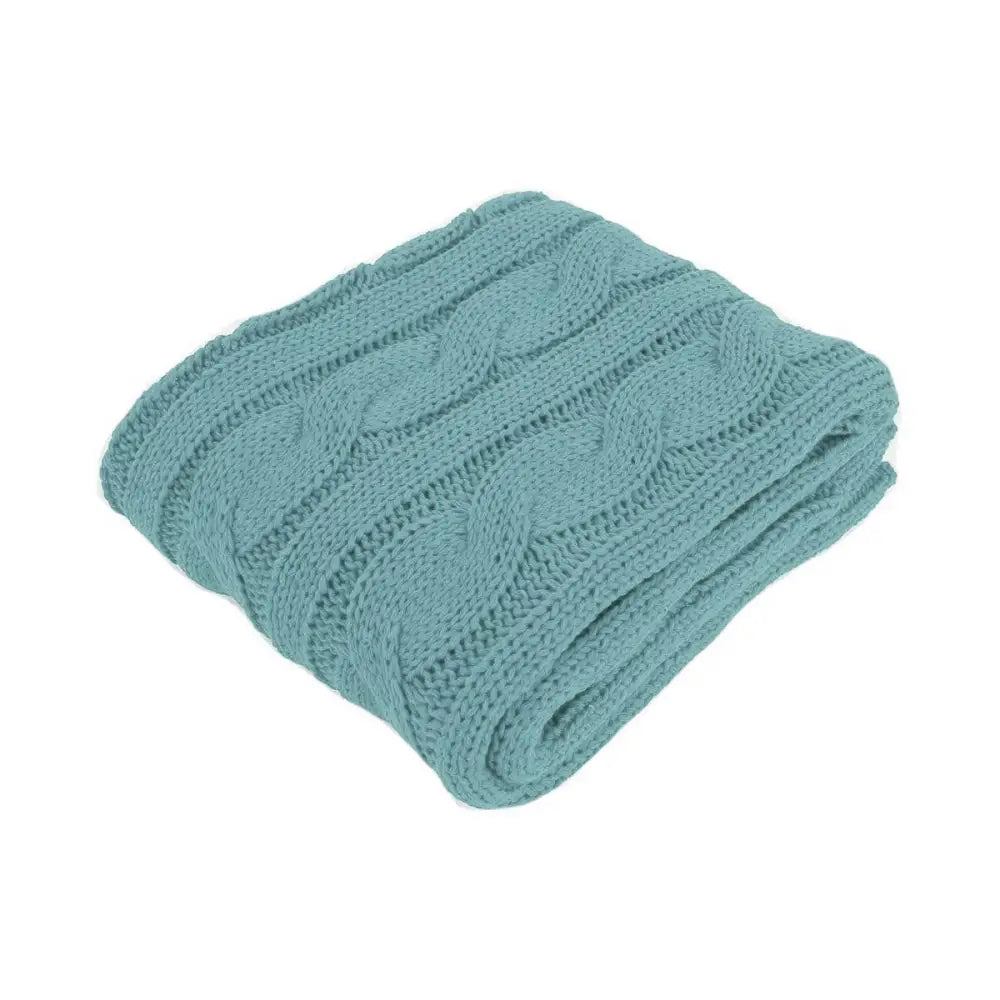 Hudson Dusk Blue Knitted Throw Rug - Home & Garden > Bedding