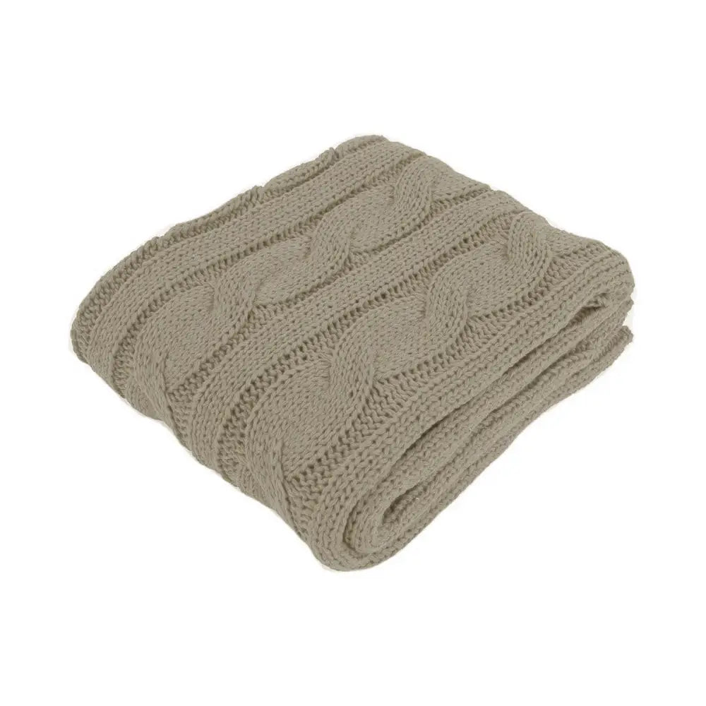 Hudson Latte Knitted Throw Rug - Home & Garden > Bedding