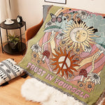 Humen Face Sun Artistic Jacquard Throw Blanket - American Style Illustrated Sofa Cover & Tapestry - 130 x 160cm - Home