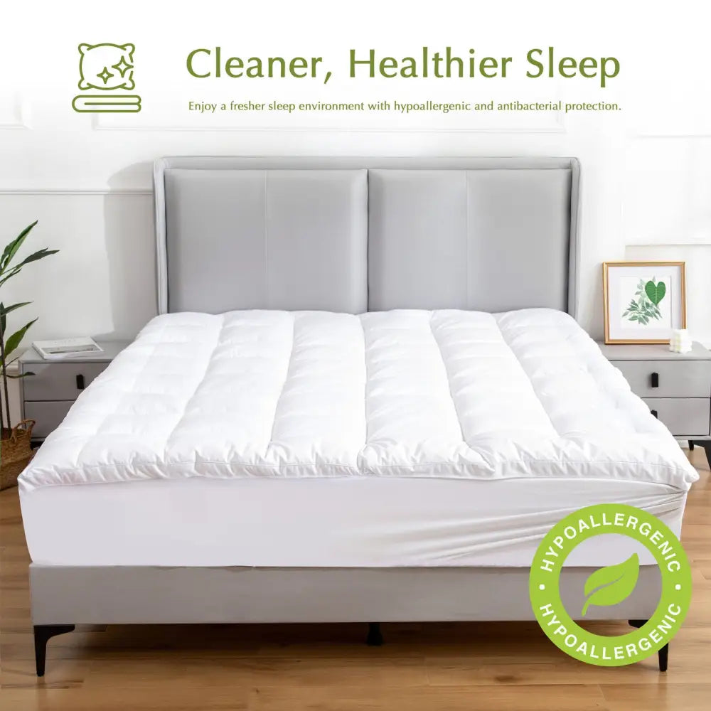 Hypoallergenic Antibacterial w/ 100% Microfiber filling Mattress Topper - QUEEN - Furniture > Mattresses > Mattress