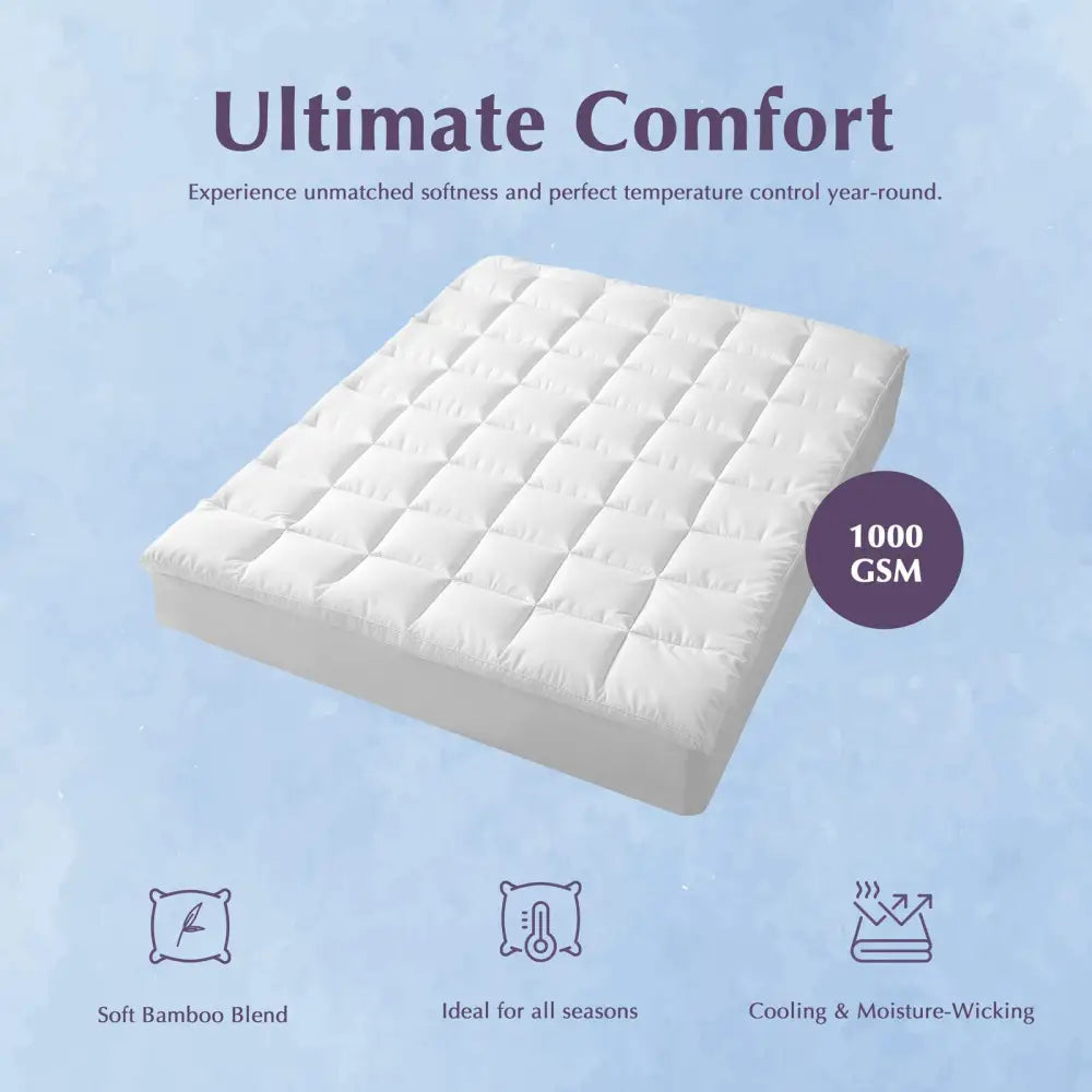 Hypoallergenic Antibacterial w/ 100% Microfiber filling Mattress Topper - KING - Furniture > Mattresses > Mattress