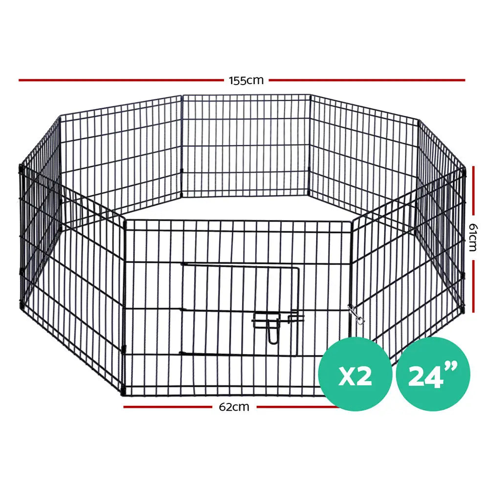 i.Pet 2x24’’ 8 Panel Dog Playpen Pet Fence Exercise Cage Enclosure Play Pen - Pet Care > Dog Supplies > Dog
