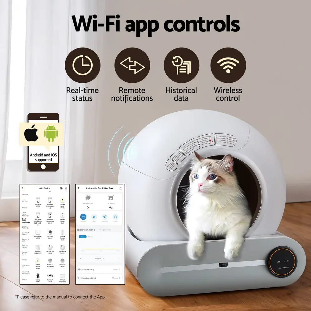 i.Pet Automatic Cat Litter Box Self-Cleaning Large Smart Toilet Tray App Control 9L - Pet Care > Cat Supplies > Cat