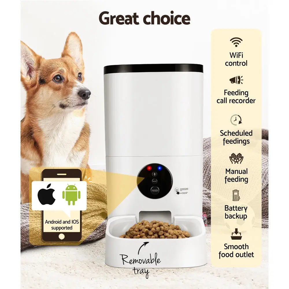 i.Pet Automatic Pet Feeder 6L Wifi Auto Dog Cat Smart Food Dispenser Timer - Pet Care > Dog Supplies > Dog Bowls