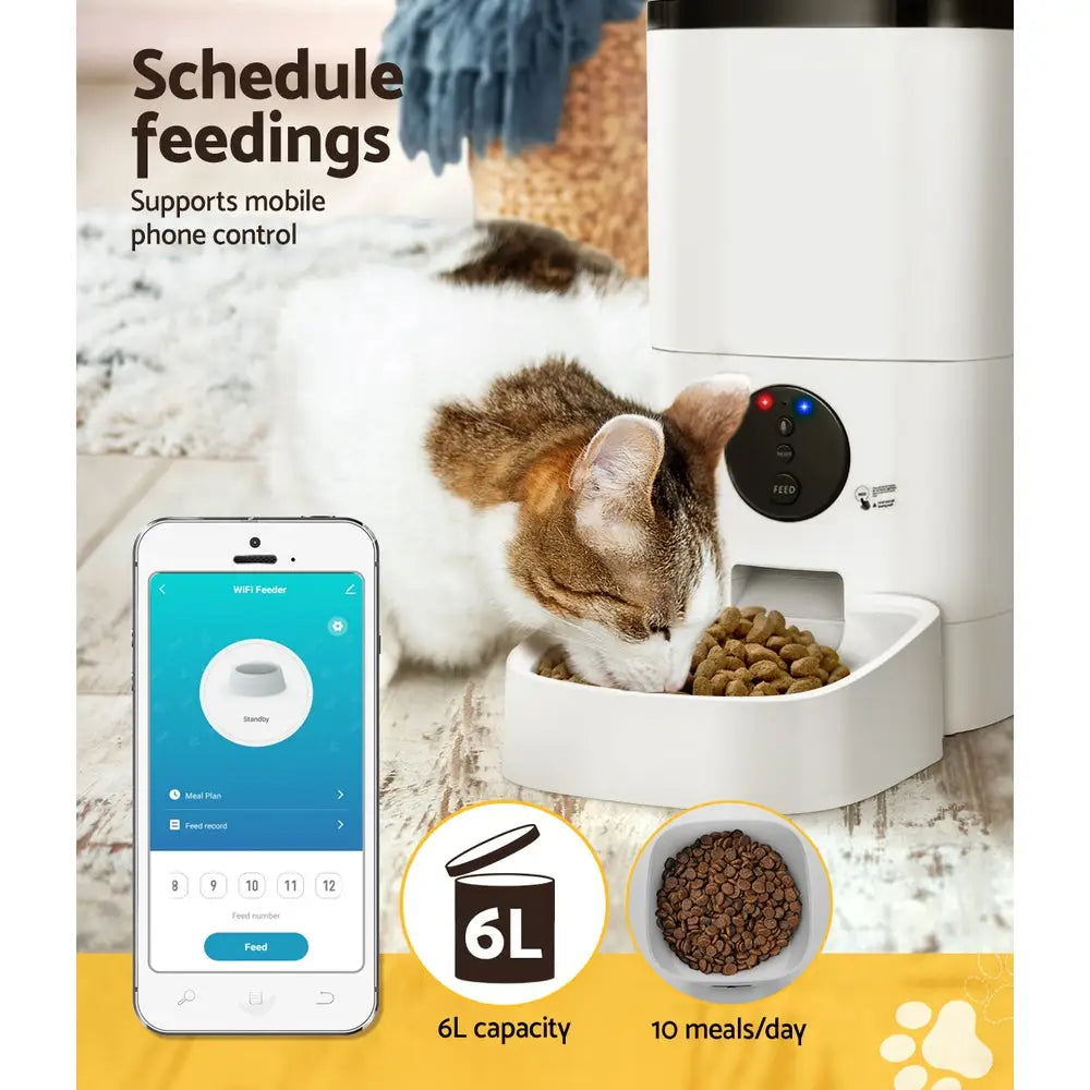 i.Pet Automatic Pet Feeder 6L Wifi Auto Dog Cat Smart Food Dispenser Timer - Pet Care > Dog Supplies > Dog Bowls