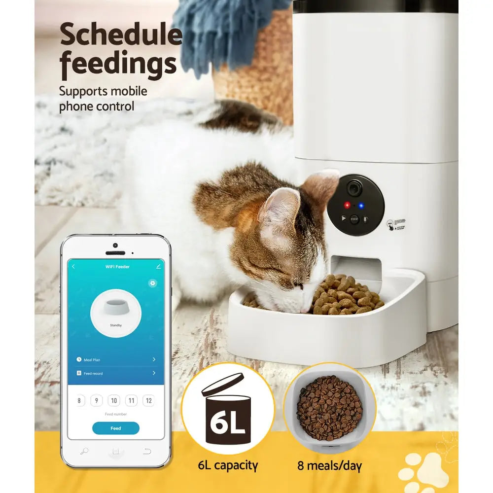 i.Pet Automatic Pet Feeder 6L Wifi Camera Dog Cat Smart Food Dispenser Timer - Pet Care > Dog Supplies > Dog Bowls