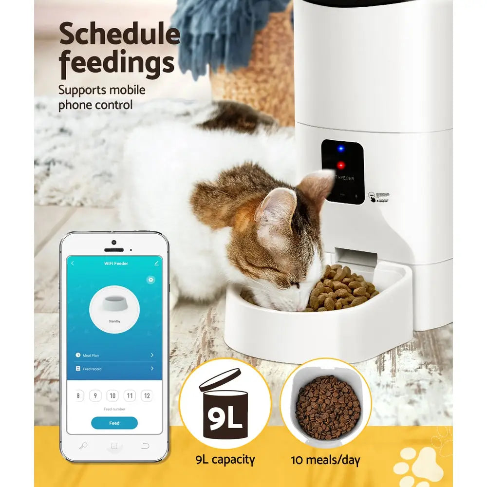 i.Pet Automatic Pet Feeder 9L Wifi Auto Dog Cat Feeder Smart Food Dispenser Timer - Pet Care > Dog Supplies > Dog Bowls