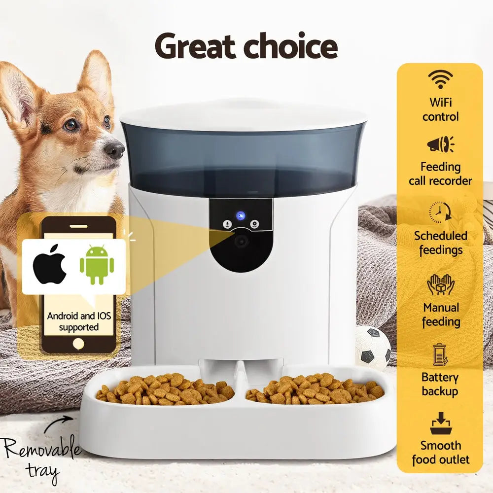 i.Pet Automatic Pet Feeder Dog Cat Camera Wifi Smart Food Dispenser Timer 7L APP - Pet Care > Dog Supplies > Dog Bowls