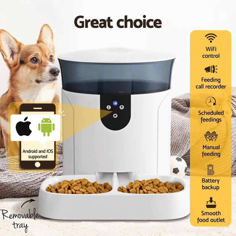 i.Pet Automatic Pet Feeder Dog Cat Wifi 7L Auto Smart Food Dispenser Timer Feed - Pet Care > Dog Supplies > Dog Bowls