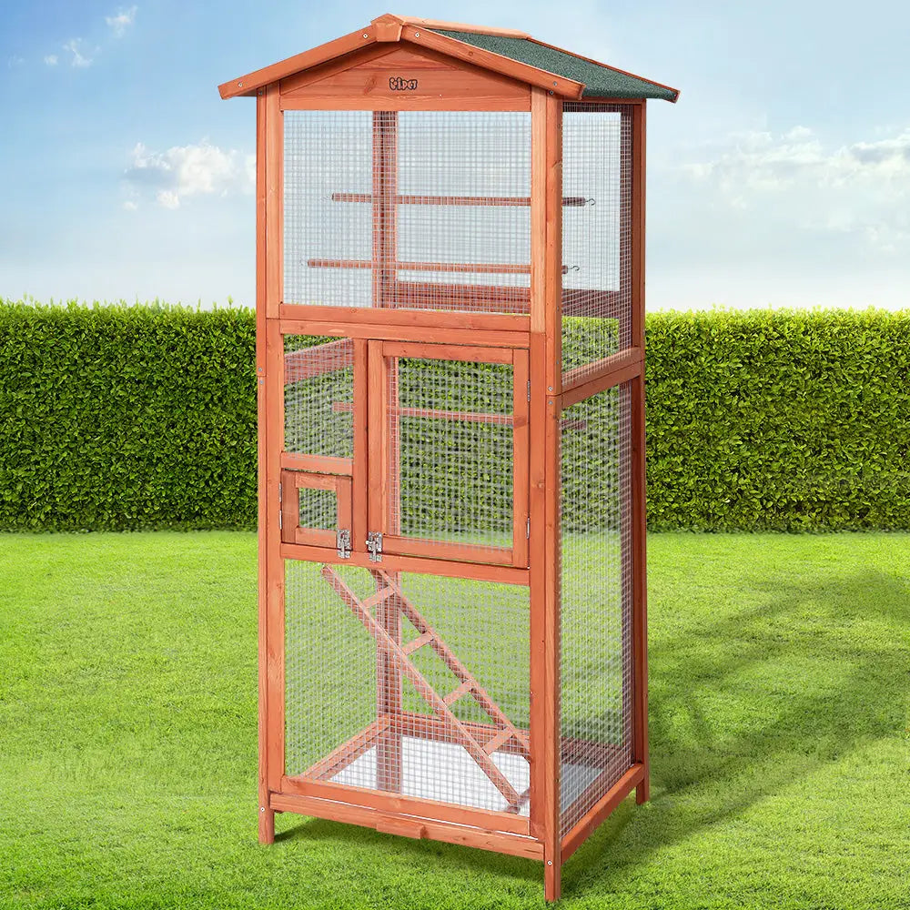 i.Pet Bird Cage 72cm x 60cm x 168cm Pet Cages Large Aviary Parrot Carrier Travel Canary Wooden XL - Pet Care > Bird >