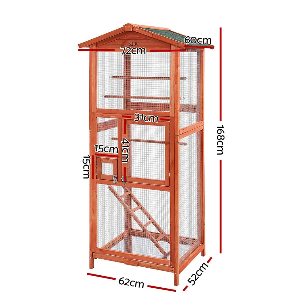i.Pet Bird Cage 72cm x 60cm x 168cm Pet Cages Large Aviary Parrot Carrier Travel Canary Wooden XL - Pet Care > Bird >