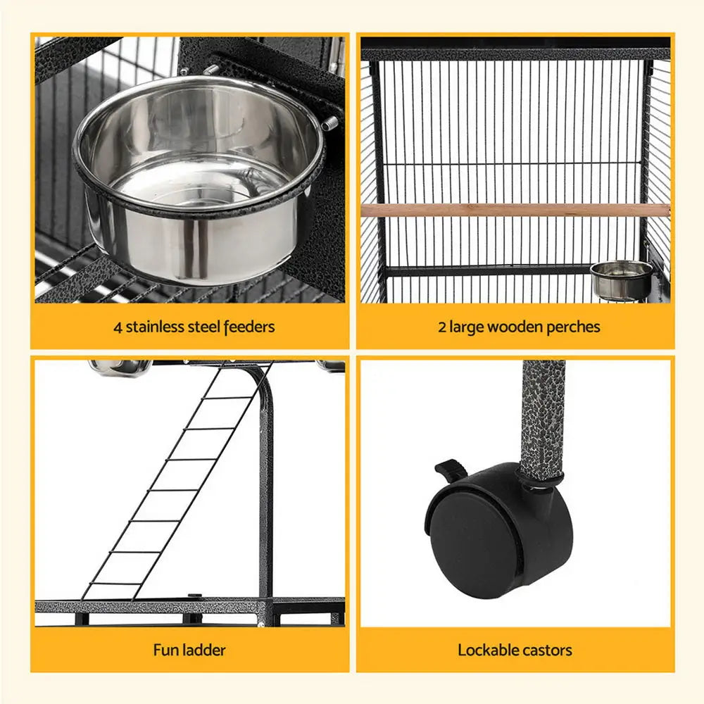 i.Pet Bird Cage Large Cages 155cm Parrot Aviary Stand-Alone Budgie Wheels Castor - Pet Care > Bird > Bird Cages & Stands