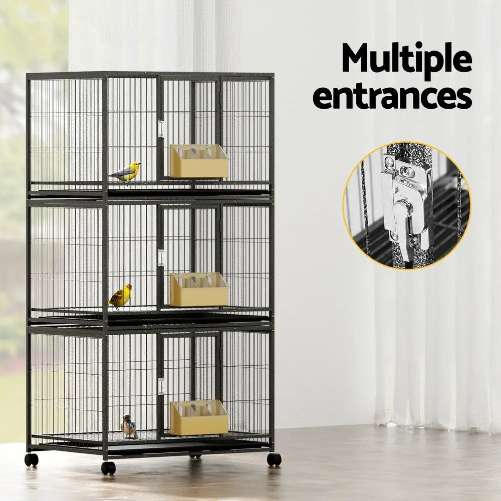 i.Pet Bird Cage Large Bird Cages Aviary Budgie Perch Cage Parrot Pet Stand Wheels - Pet Care > Bird > Bird Cages &