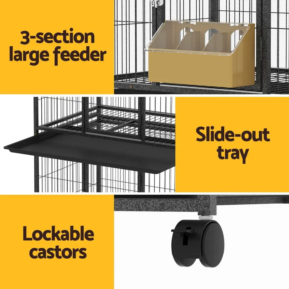i.Pet Bird Cage Large Bird Cages Aviary Budgie Perch Cage Parrot Pet Stand Wheels - Pet Care > Bird > Bird Cages &
