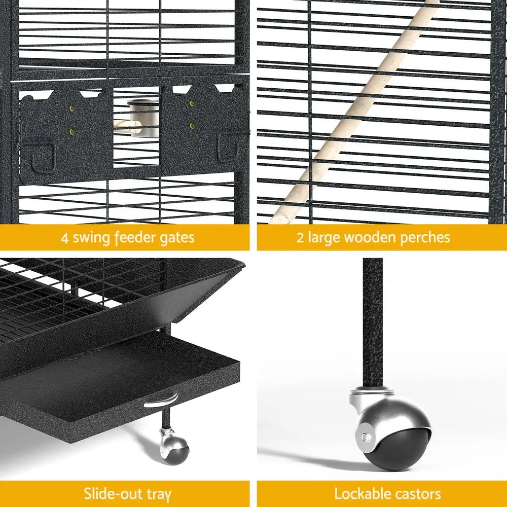 i.Pet Bird Cage Large Jumbo Aviary Budgie Perch Cage Parrot Stand Wheels Corner - Pet Care > Bird > Bird Cages & Stands