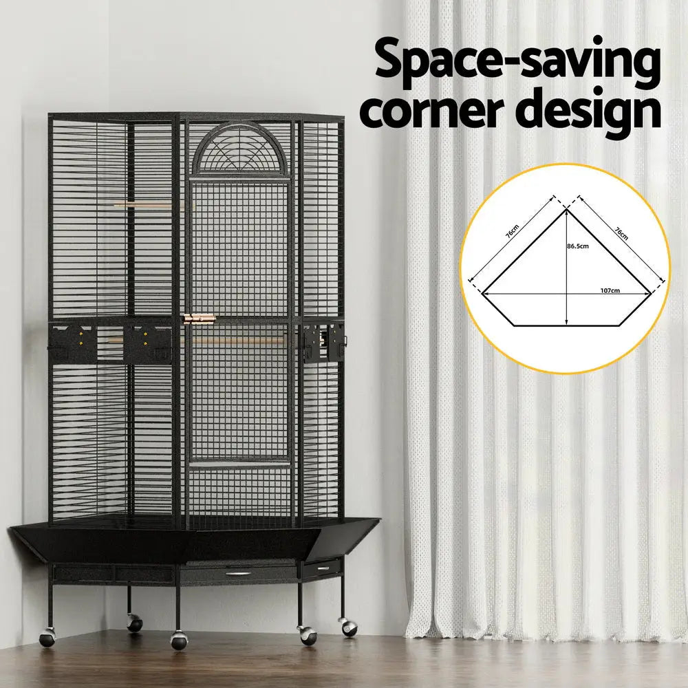 i.Pet Bird Cage Large Jumbo Aviary Budgie Perch Cage Parrot Stand Wheels Corner - Pet Care > Bird > Bird Cages & Stands