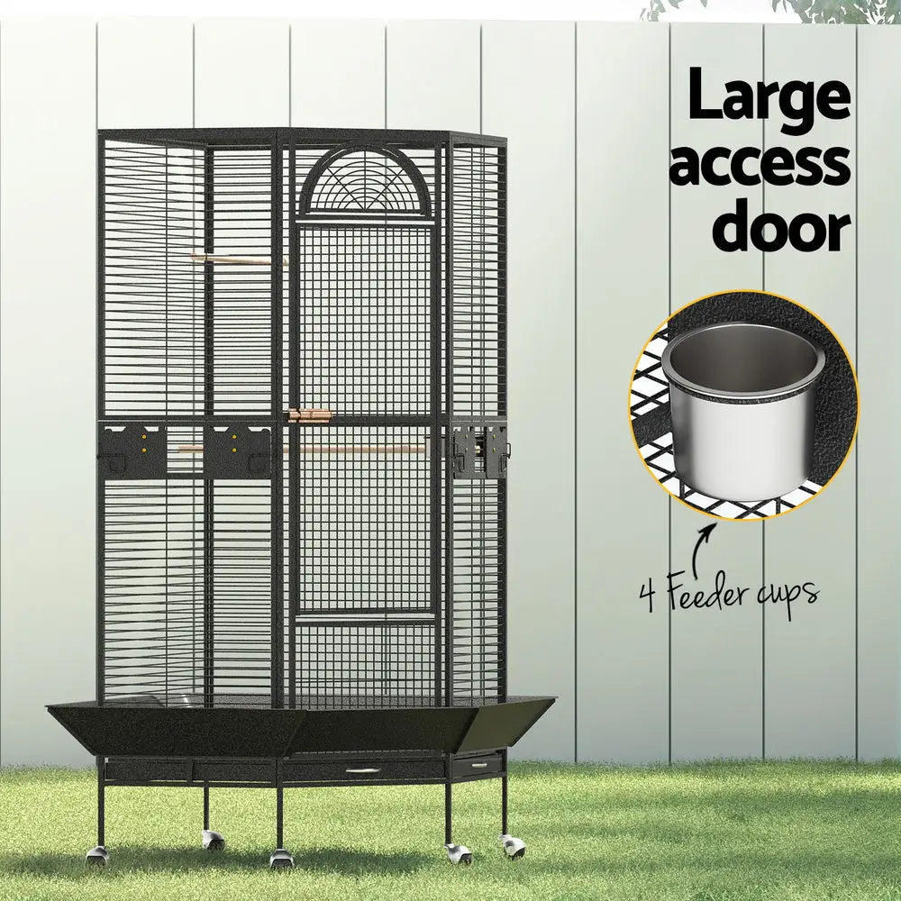 i.Pet Bird Cage Large Jumbo Aviary Budgie Perch Cage Parrot Stand Wheels Corner - Pet Care > Bird > Bird Cages & Stands