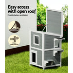 i.Pet Cat House Outdoor Shelter 56cm x 52cm x 82cm Rabbit Hutch Wooden Condo Small Dog Pet Enclosure - Pet Care > Coops