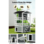 i.Pet Cat House Outdoor Shelter 72cm x 72cm x 127cm Rabbit Hutch Wooden Condo Small Dog Pet Houses Enclosure - Pet Care