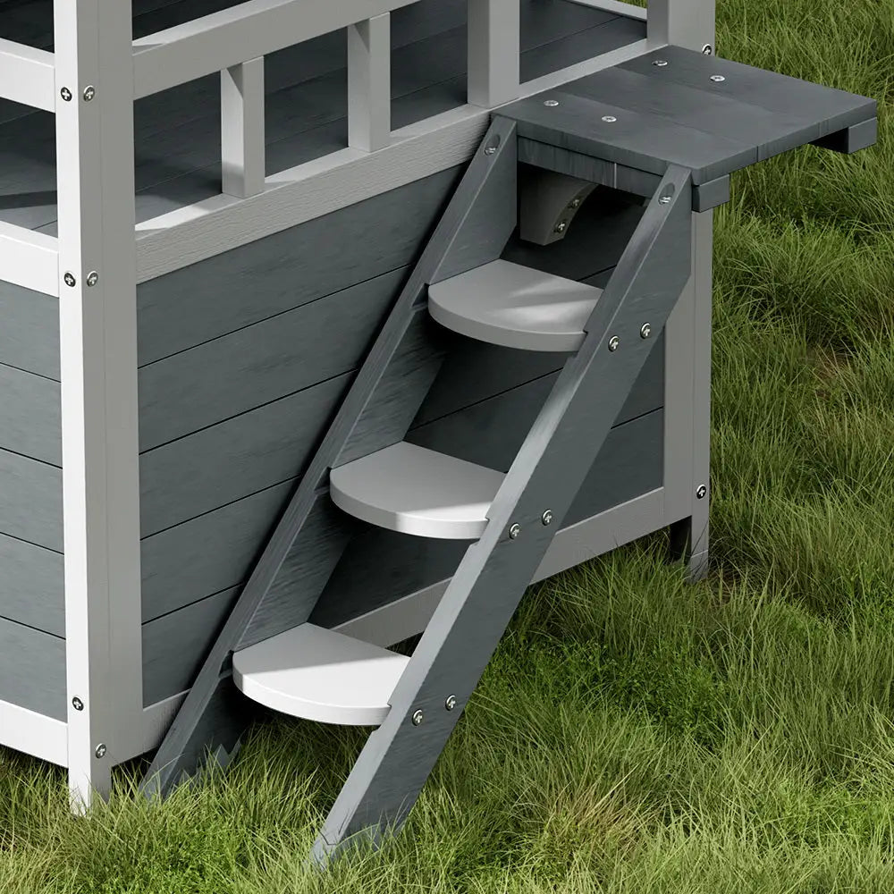 i.Pet Cat House Outdoor Shelter 72cm x 72cm x 127cm Rabbit Hutch Wooden Condo Small Dog Pet Houses Enclosure - Pet Care