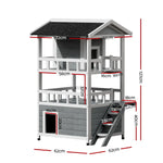 i.Pet Cat House Outdoor Shelter 72cm x 72cm x 127cm Rabbit Hutch Wooden Condo Small Dog Pet Houses Enclosure - Pet Care
