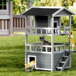 i.Pet Cat House Outdoor Shelter 72cm x 72cm x 127cm Rabbit Hutch Wooden Condo Small Dog Pet Houses Enclosure - Pet Care