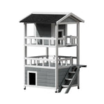 i.Pet Cat House Outdoor Shelter 72cm x 72cm x 127cm Rabbit Hutch Wooden Condo Small Dog Pet Houses Enclosure - Pet Care