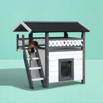 i.Pet Cat House Outdoor Shelter 77cm x 50cm x 73cm Rabbit Hutch Wooden Condo Small Dog Enclosure - Pet Care > Coops &