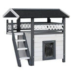 i.Pet Cat House Outdoor Shelter 77cm x 50cm x 73cm Rabbit Hutch Wooden Condo Small Dog Enclosure - Pet Care > Coops &