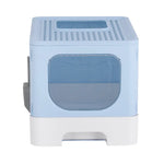 i.Pet Cat Litter Box Large Tray Kitty Toilet Enclosed Hooded Foldable Scoop Blue - Pet Care > Cat Supplies > Cat Litter