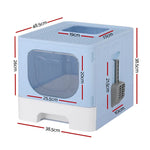 i.Pet Cat Litter Box Large Tray Kitty Toilet Enclosed Hooded Foldable Scoop Blue - Pet Care > Cat Supplies > Cat Litter