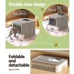 i.Pet Cat Litter Box Large Tray Kitty Toilet Enclosed Hooded Foldable Scoop Grey - Pet Care > Cat Supplies > Cat Litter