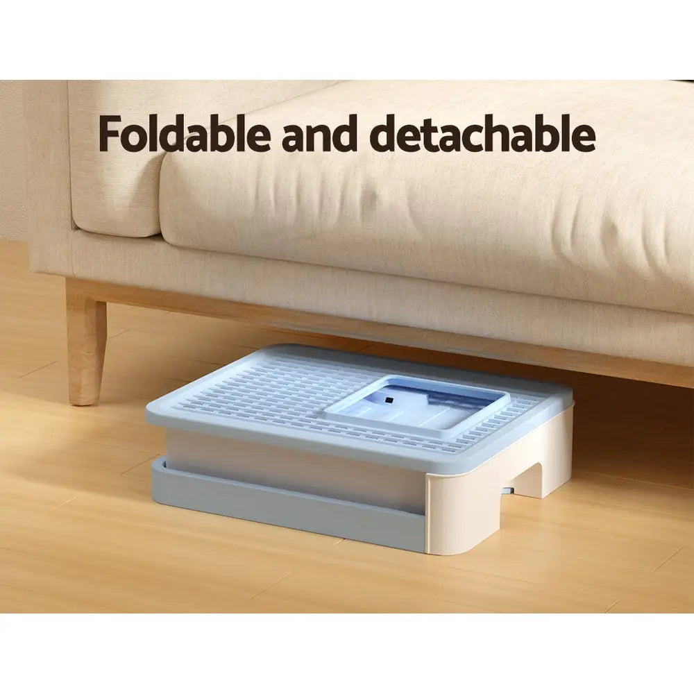 i.Pet Cat Litter Box Large Tray Kitty Toilet Enclosed Hooded Foldable Scoop Blue - Pet Care > Cat Supplies > Cat Litter