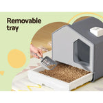 i.Pet Cat Litter Box Large Tray Kitty Toilet Fully Enclosed House Hooded Scoop Mat Grey - Pet Care > Cat Supplies > Cat