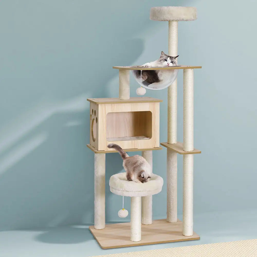 i.Pet Cat Tree Tower Scratching Post Scratcher 142cm Wood Bed Condo House - Pet Care > Cat Supplies > Cat Furniture