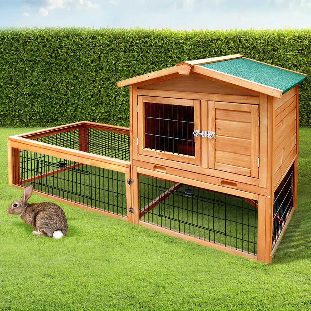 i.Pet Chicken Coop 155cm x 49cm x 90cm Rabbit Hutch Large Run Wooden Cage House Outdoor - Pet Care > Coops & Hutches >