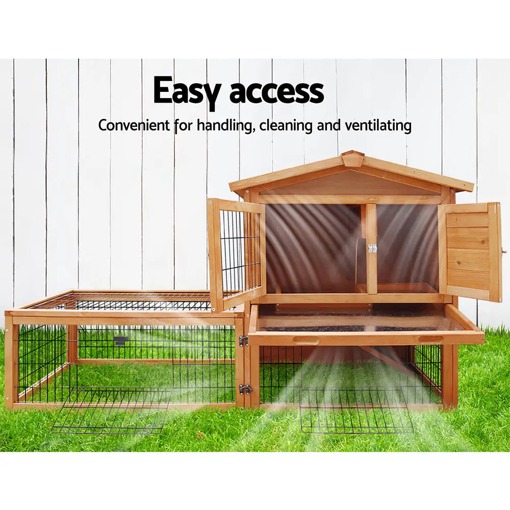 i.Pet Chicken Coop 155cm x 49cm x 90cm Rabbit Hutch Large Run Wooden Cage House Outdoor - Pet Care > Coops & Hutches >